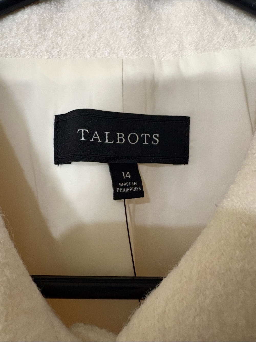 Talbots Cream/white Textured Wool-Blend Button Front Jacket - Picture 6 of 6